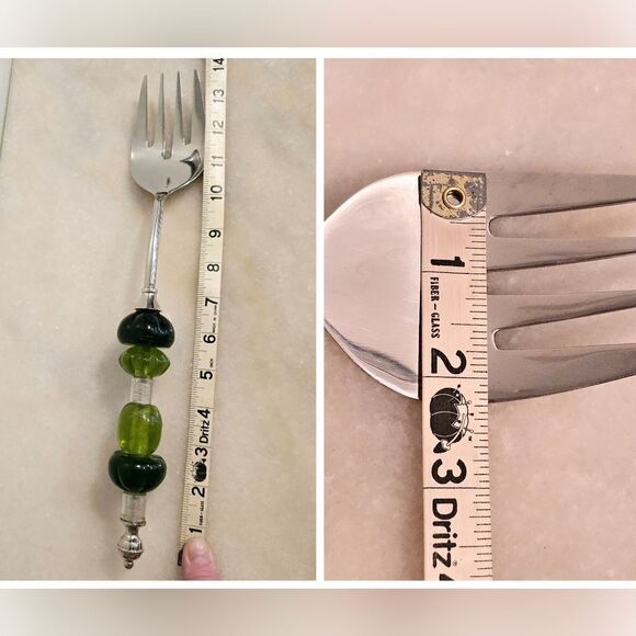Pottery Barn Long Green Bead salad serving fork  - Picture 8 of 8